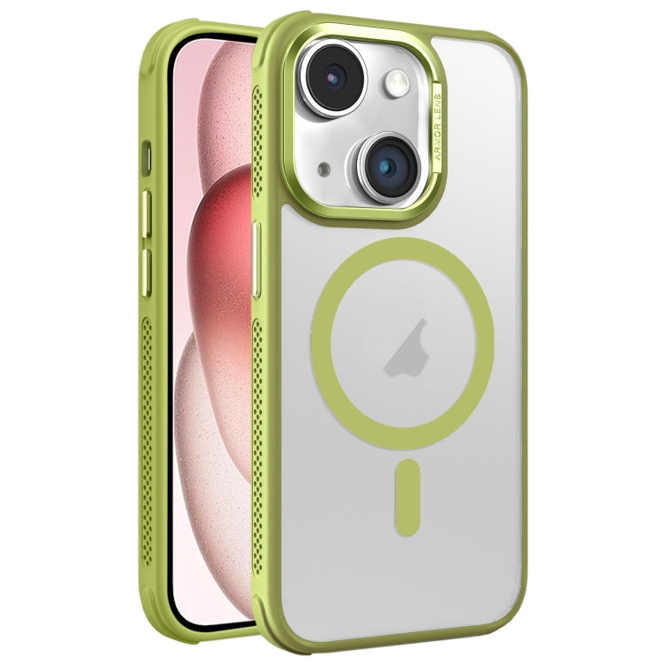 For iPhone 15 Hardware Side Cooling Skin Feel Frosted Metal Lens Frame MagSafe Phone Case