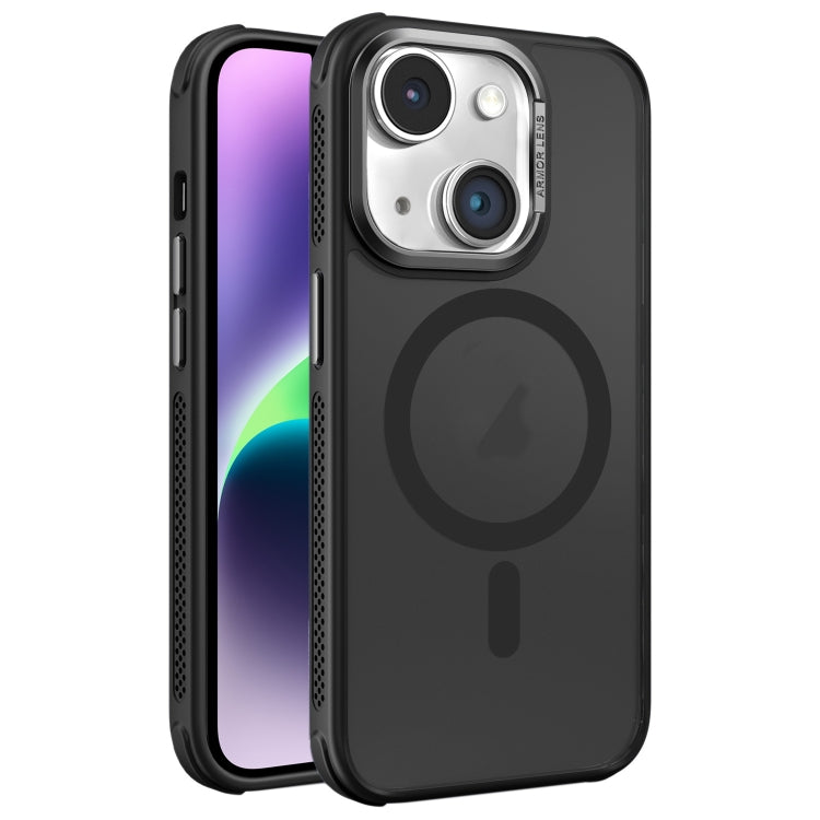 For iPhone 14 Plus Hardware Side Cooling Skin Feel Frosted Metal Lens Frame MagSafe Phone Case