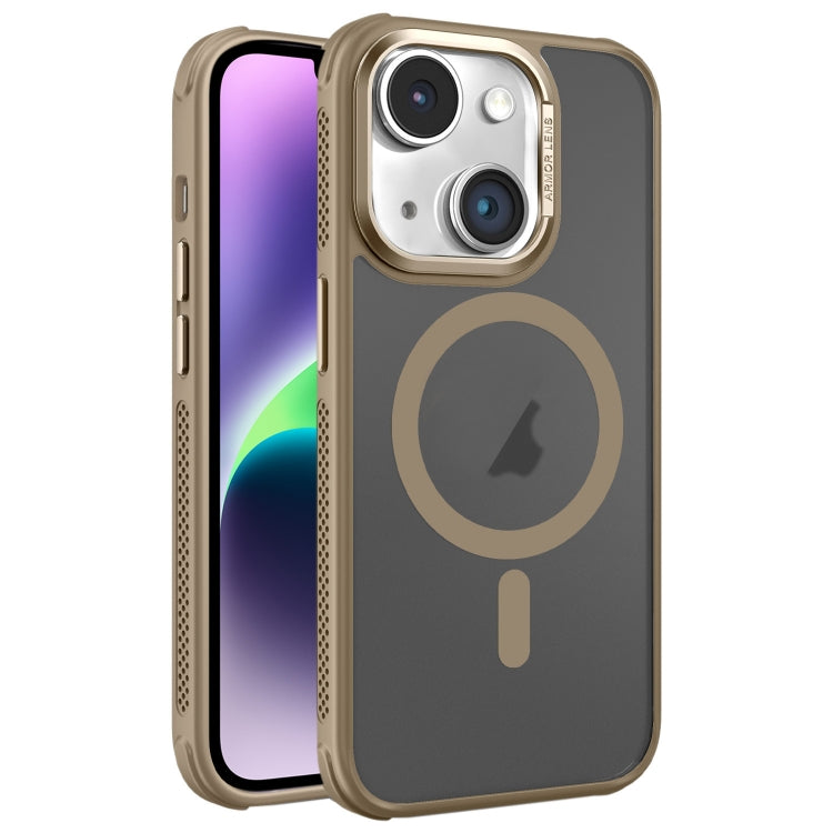 For iPhone 14 Plus Hardware Side Cooling Skin Feel Frosted Metal Lens Frame MagSafe Phone Case