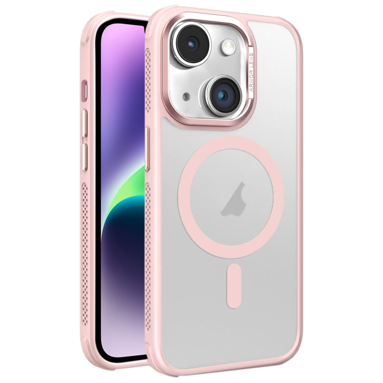 For iPhone 14 Plus Hardware Side Cooling Skin Feel Frosted Metal Lens Frame MagSafe Phone Case