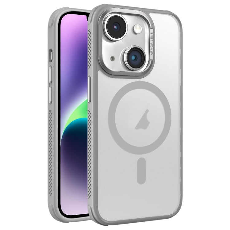 For iPhone 14 Plus Hardware Side Cooling Skin Feel Frosted Metal Lens Frame MagSafe Phone Case