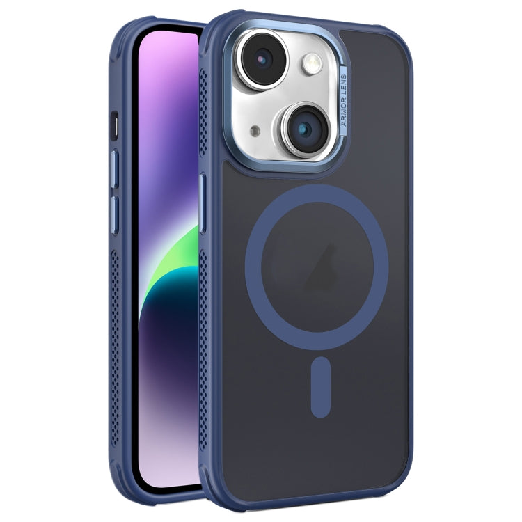 For iPhone 14 Plus Hardware Side Cooling Skin Feel Frosted Metal Lens Frame MagSafe Phone Case