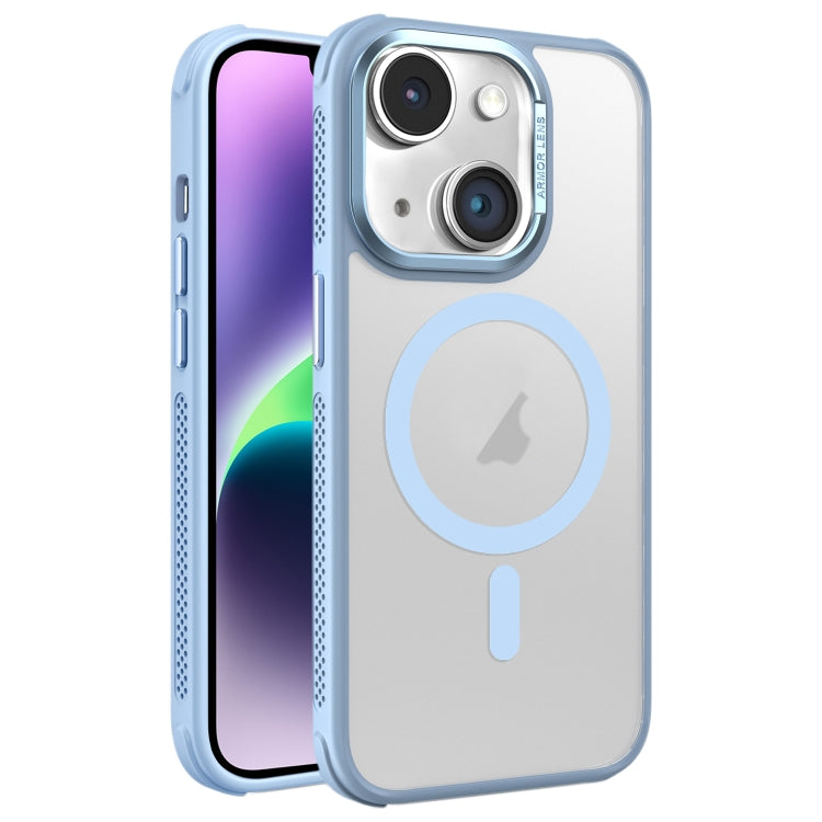 For iPhone 14 Plus Hardware Side Cooling Skin Feel Frosted Metal Lens Frame MagSafe Phone Case