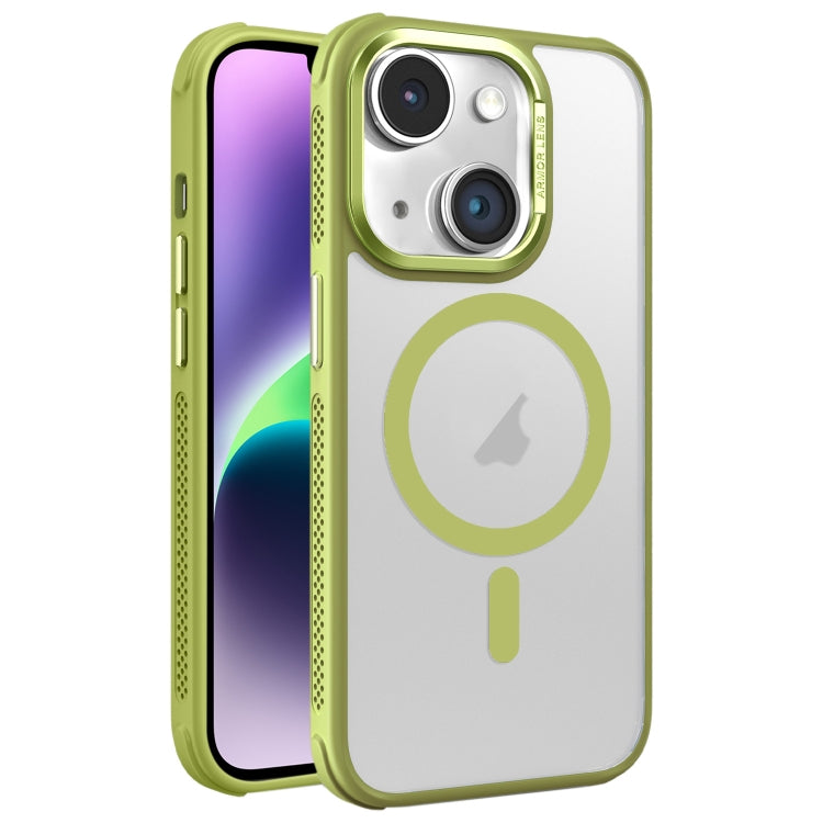 For iPhone 14 Plus Hardware Side Cooling Skin Feel Frosted Metal Lens Frame MagSafe Phone Case