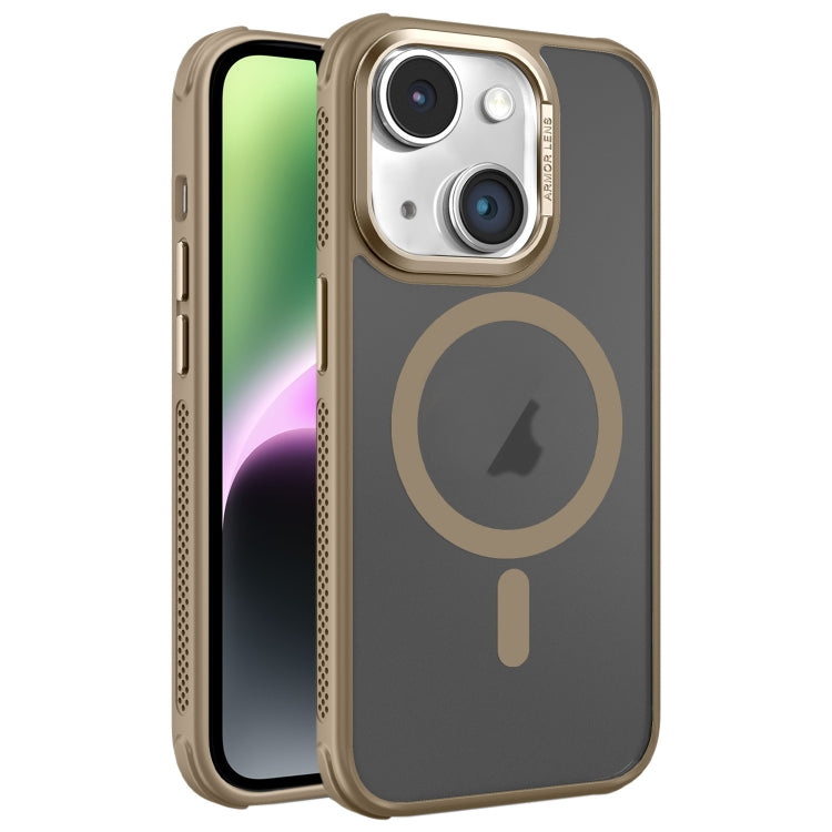 For iPhone 14 Hardware Side Cooling Skin Feel Frosted Metal Lens Frame MagSafe Phone Case
