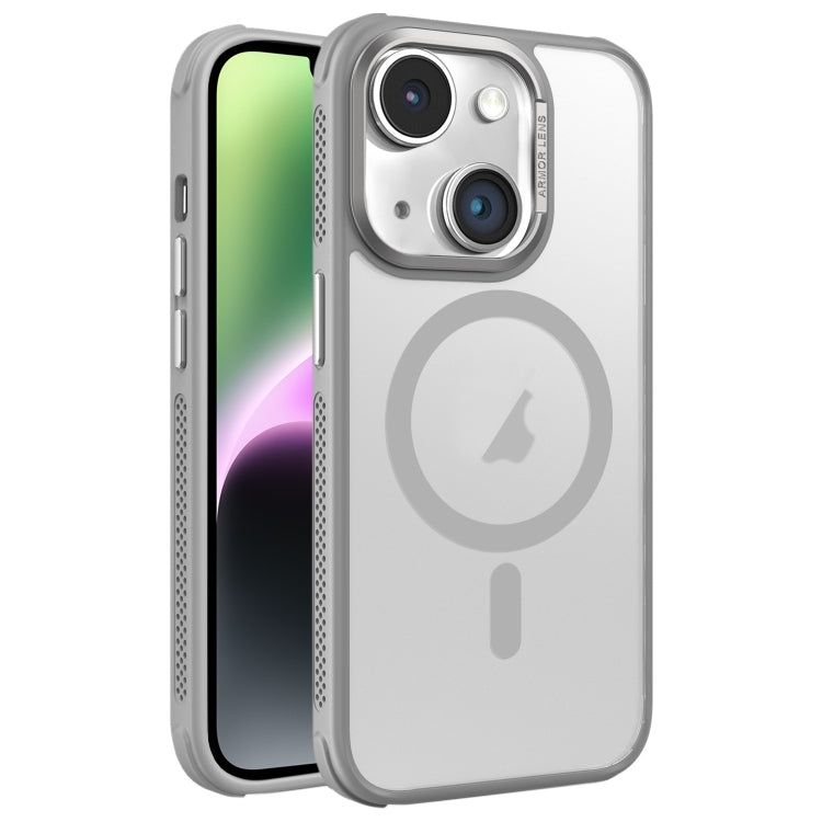 For iPhone 14 Hardware Side Cooling Skin Feel Frosted Metal Lens Frame MagSafe Phone Case