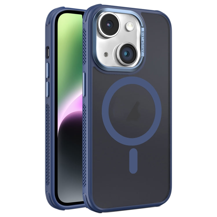 For iPhone 14 Hardware Side Cooling Skin Feel Frosted Metal Lens Frame MagSafe Phone Case