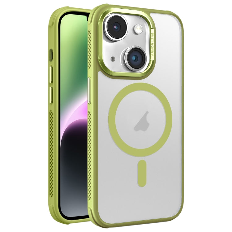 For iPhone 14 Hardware Side Cooling Skin Feel Frosted Metal Lens Frame MagSafe Phone Case