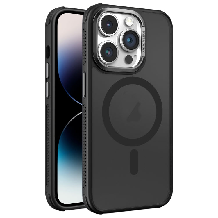 For iPhone 14 Pro Hardware Side Cooling Skin Feel Frosted Metal Lens Frame MagSafe Phone Case