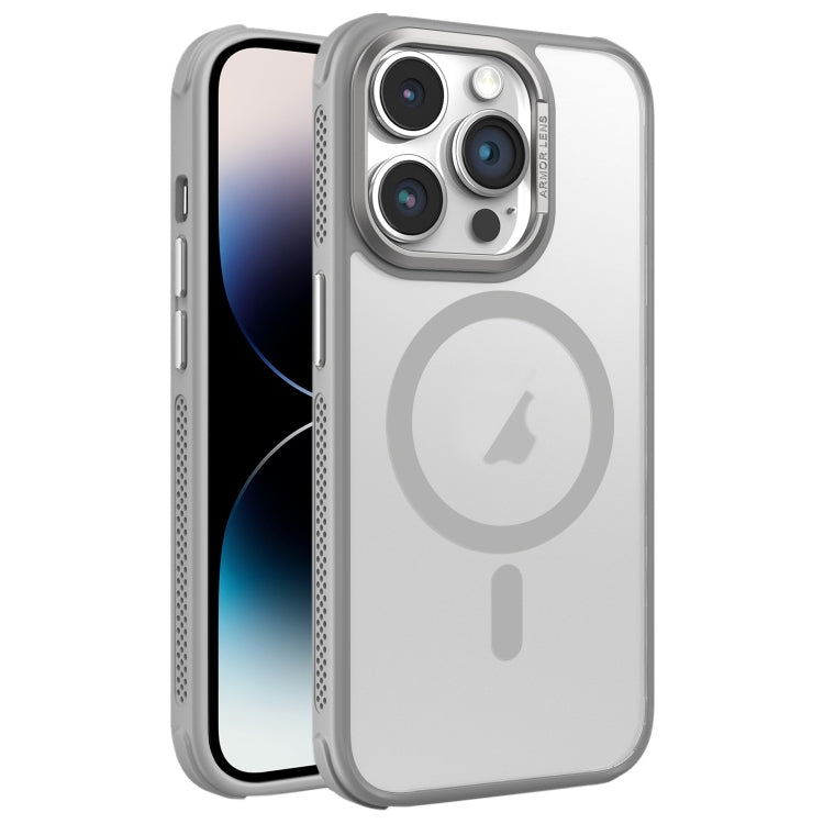 For iPhone 14 Pro Hardware Side Cooling Skin Feel Frosted Metal Lens Frame MagSafe Phone Case