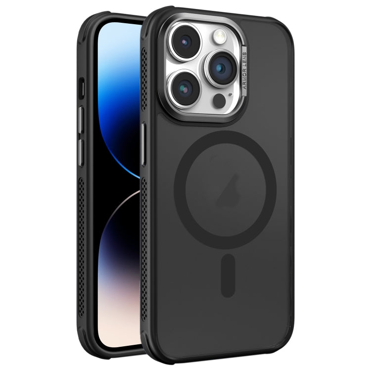 For iPhone 14 Pro Max Hardware Side Cooling Skin Feel Frosted Metal Lens Frame MagSafe Phone Case