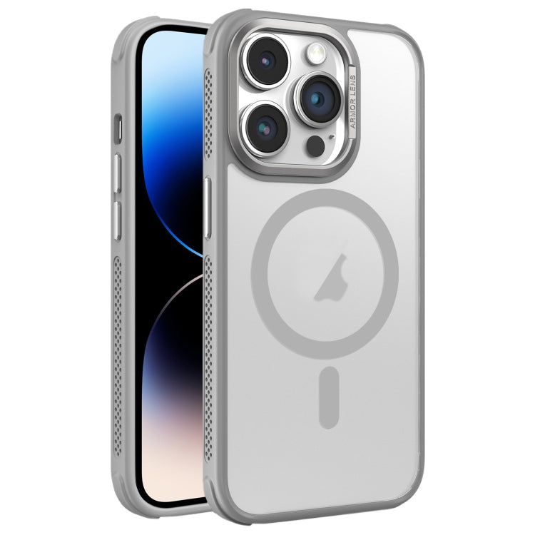 For iPhone 14 Pro Max Hardware Side Cooling Skin Feel Frosted Metal Lens Frame MagSafe Phone Case