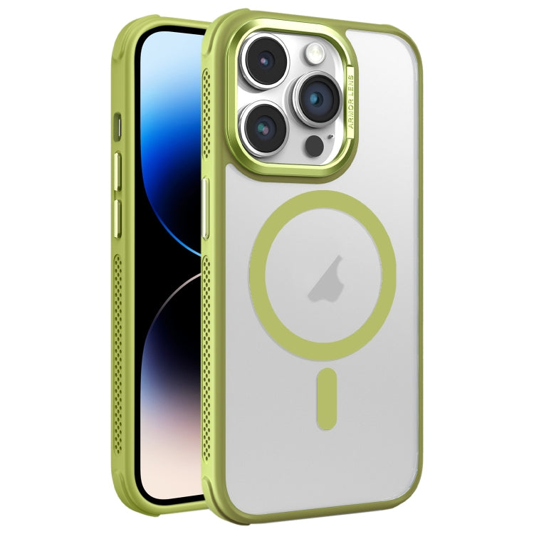 For iPhone 14 Pro Max Hardware Side Cooling Skin Feel Frosted Metal Lens Frame MagSafe Phone Case