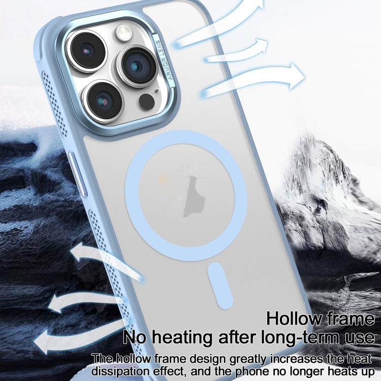 For iPhone 16 Plus Hardware Side Cooling Skin Feel Frosted Metal Lens Frame MagSafe Phone Case