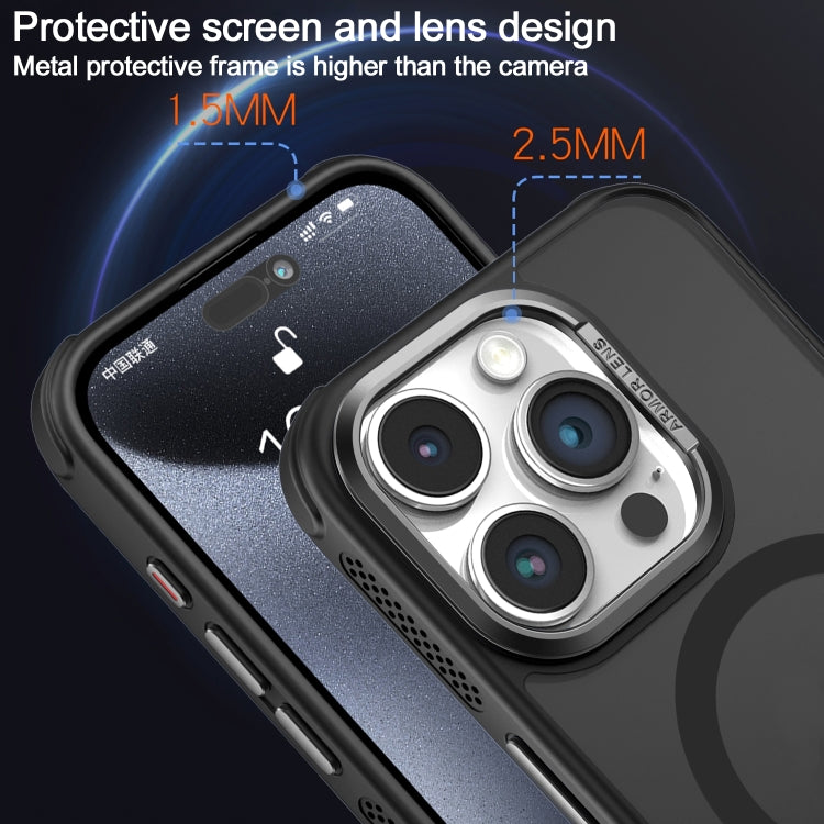 For iPhone 14 Pro Max Hardware Side Cooling Skin Feel Frosted Metal Lens Frame MagSafe Phone Case