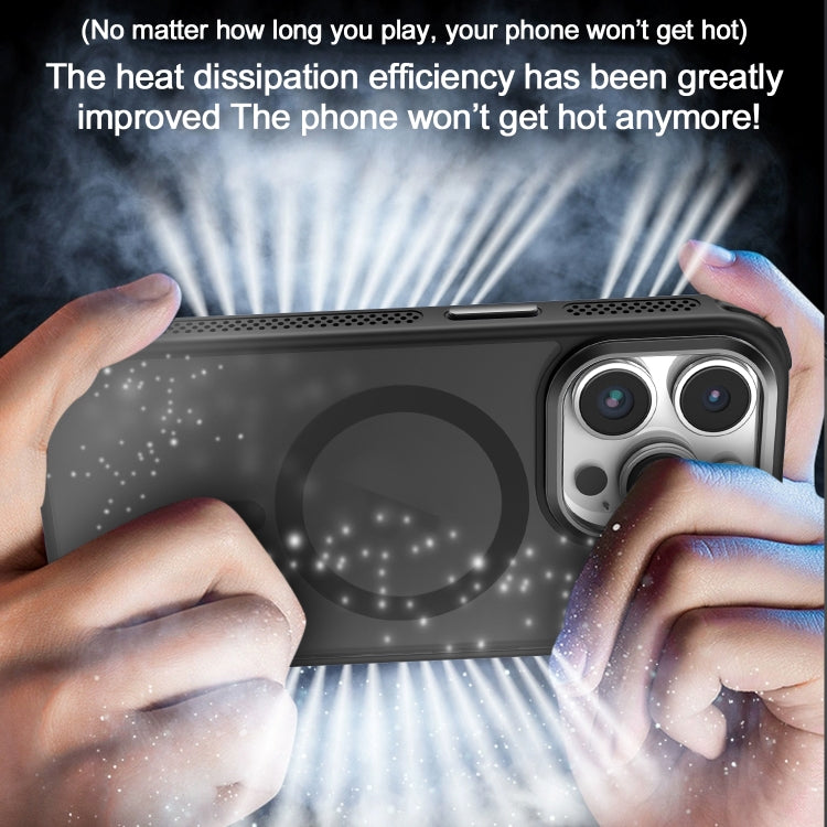 For iPhone 16 Hardware Side Cooling Skin Feel Frosted Metal Lens Frame MagSafe Phone Case