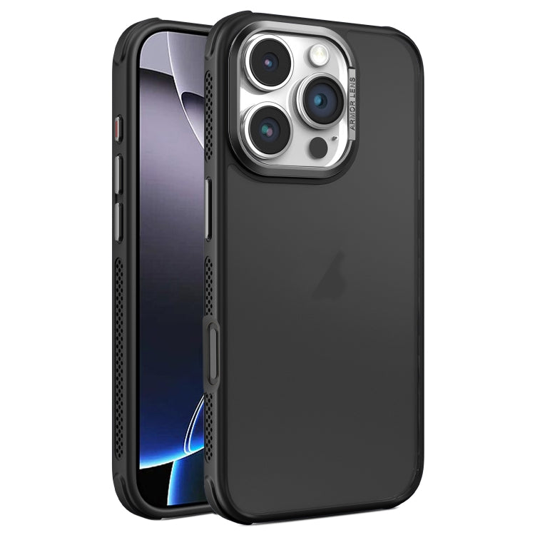 For iPhone 16 Pro Max Hardware Side Cooling Skin Feel Frosted Metal Lens Frame Phone Case