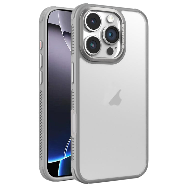 For iPhone 16 Pro Max Hardware Side Cooling Skin Feel Frosted Metal Lens Frame Phone Case