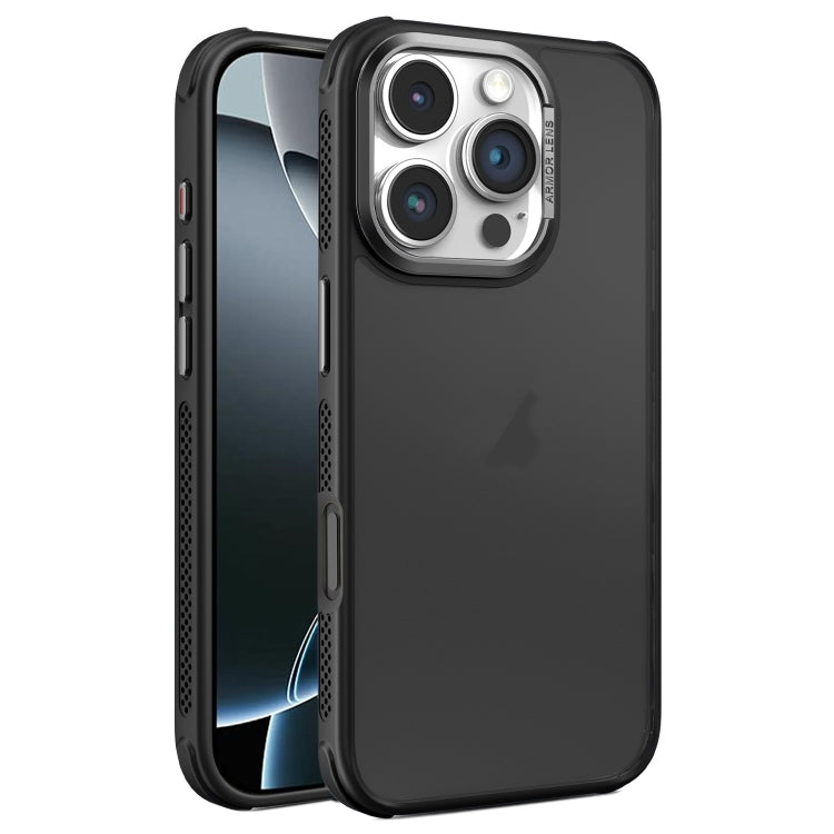 For iPhone 16 Pro Hardware Side Cooling Skin Feel Frosted Metal Lens Frame Phone Case