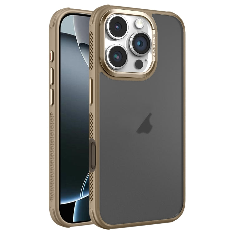 For iPhone 16 Pro Hardware Side Cooling Skin Feel Frosted Metal Lens Frame Phone Case