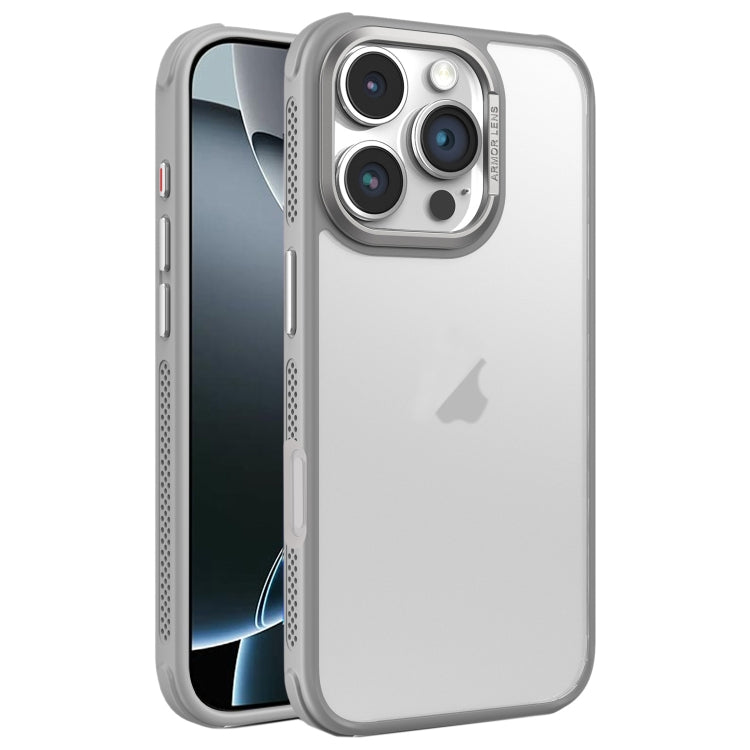 For iPhone 16 Pro Hardware Side Cooling Skin Feel Frosted Metal Lens Frame Phone Case