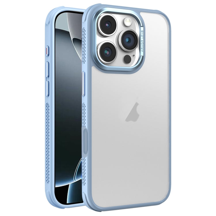 For iPhone 16 Pro Hardware Side Cooling Skin Feel Frosted Metal Lens Frame Phone Case