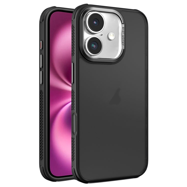 For iPhone 16 Plus Hardware Side Cooling Skin Feel Frosted Metal Lens Frame Phone Case