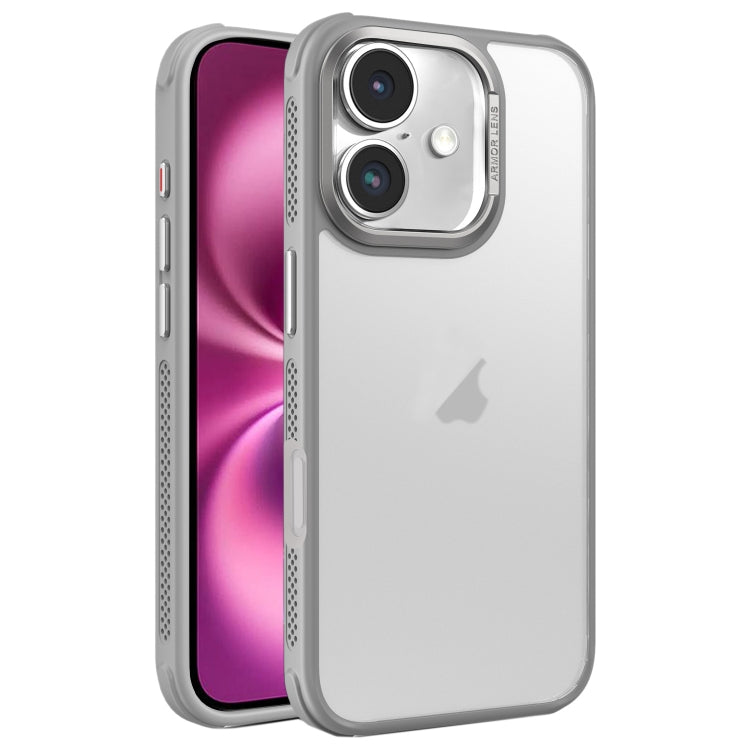 For iPhone 16 Plus Hardware Side Cooling Skin Feel Frosted Metal Lens Frame Phone Case