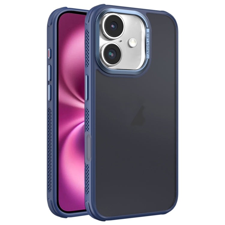 For iPhone 16 Plus Hardware Side Cooling Skin Feel Frosted Metal Lens Frame Phone Case