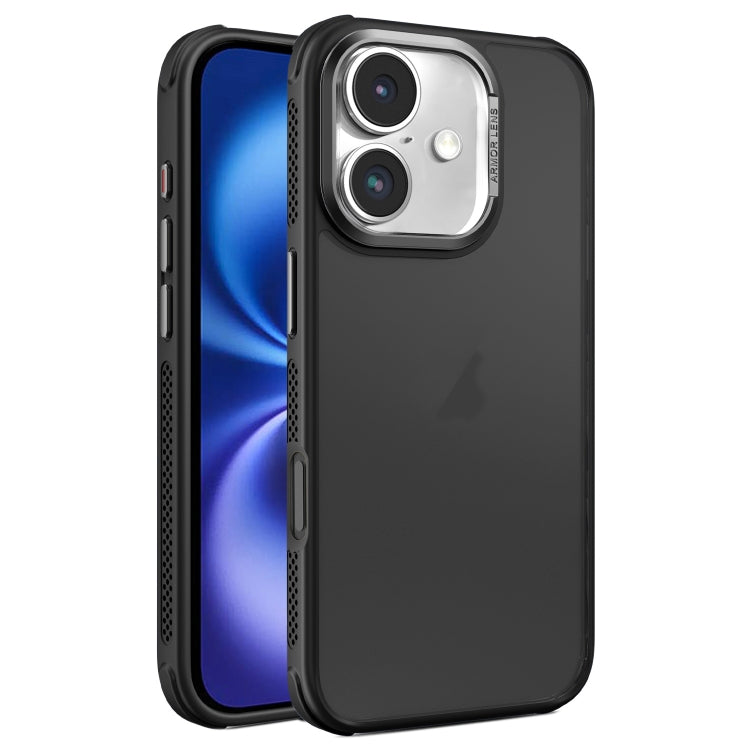 For iPhone 16 Hardware Side Cooling Skin Feel Frosted Metal Lens Frame Phone Case