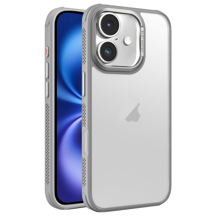 For iPhone 16 Hardware Side Cooling Skin Feel Frosted Metal Lens Frame Phone Case