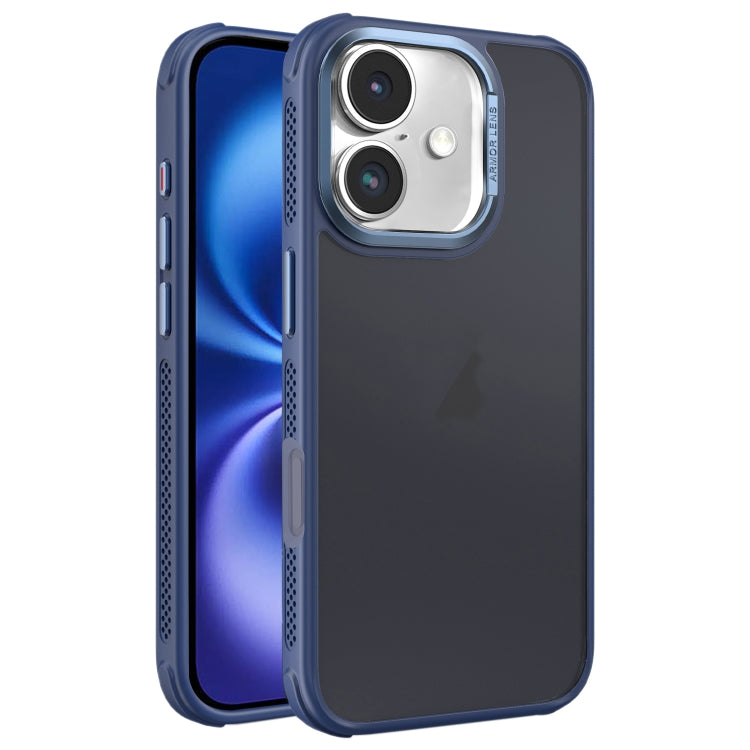 For iPhone 16 Hardware Side Cooling Skin Feel Frosted Metal Lens Frame Phone Case