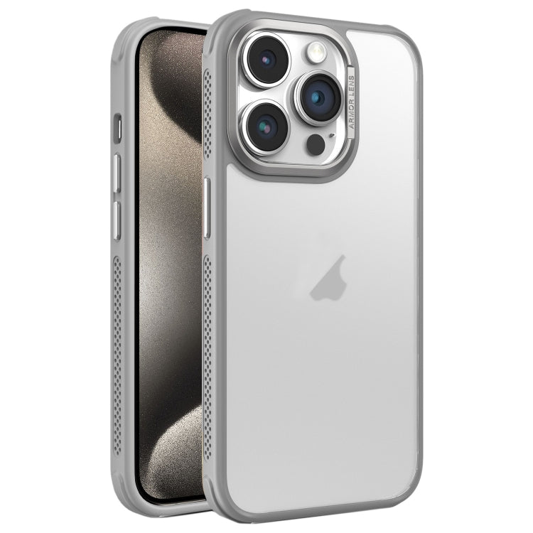 For iPhone 15 Pro Max Hardware Side Cooling Skin Feel Frosted Metal Lens Frame Phone Case