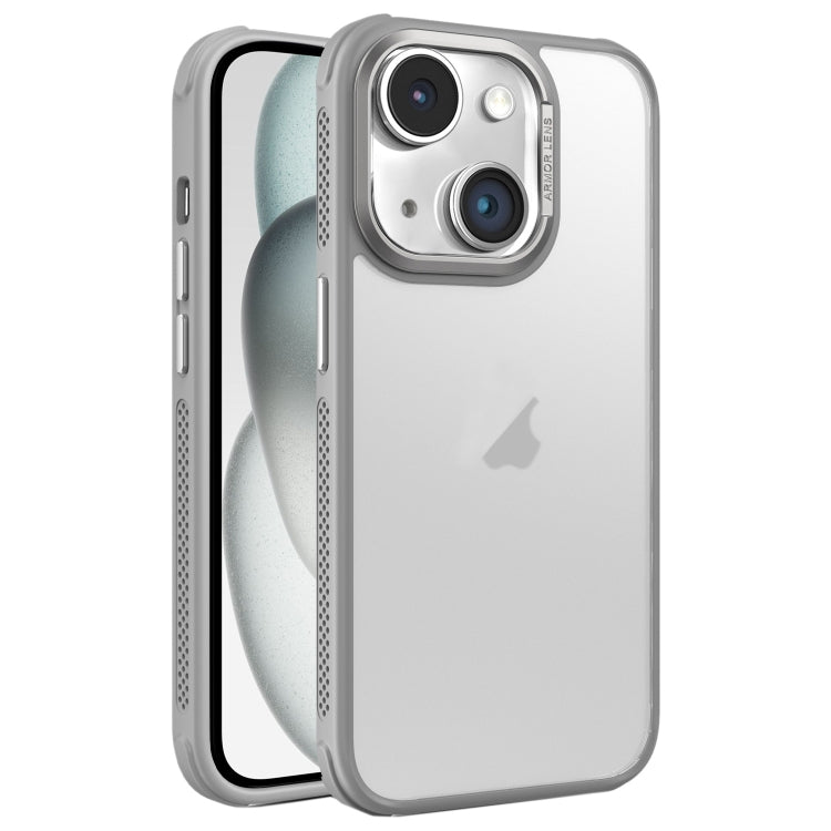 For iPhone 15 Plus Hardware Side Cooling Skin Feel Frosted Metal Lens Frame Phone Case