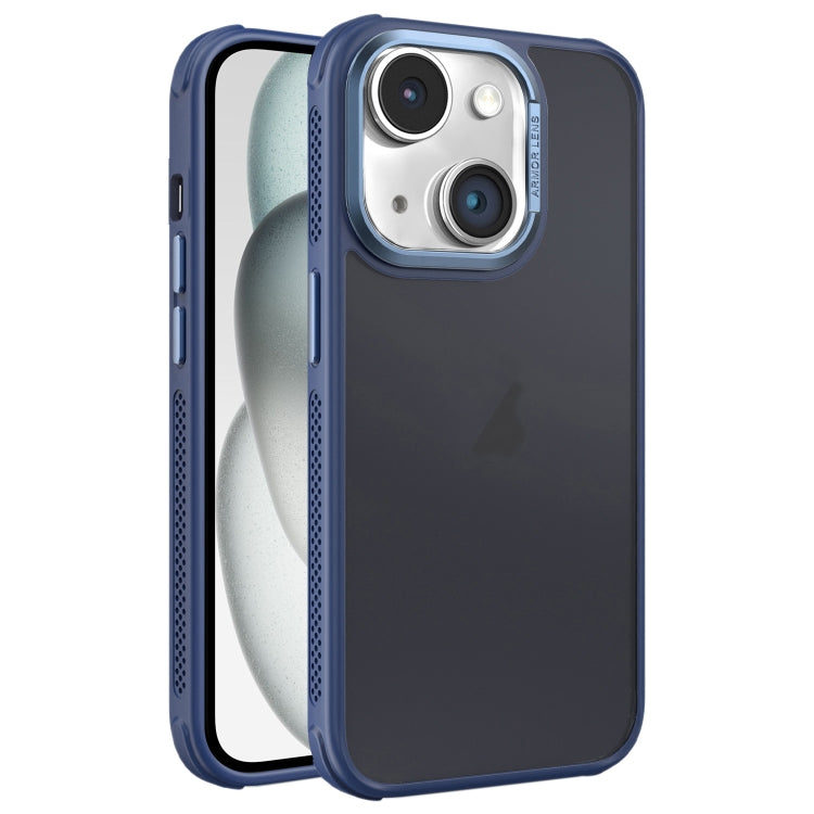 For iPhone 15 Plus Hardware Side Cooling Skin Feel Frosted Metal Lens Frame Phone Case