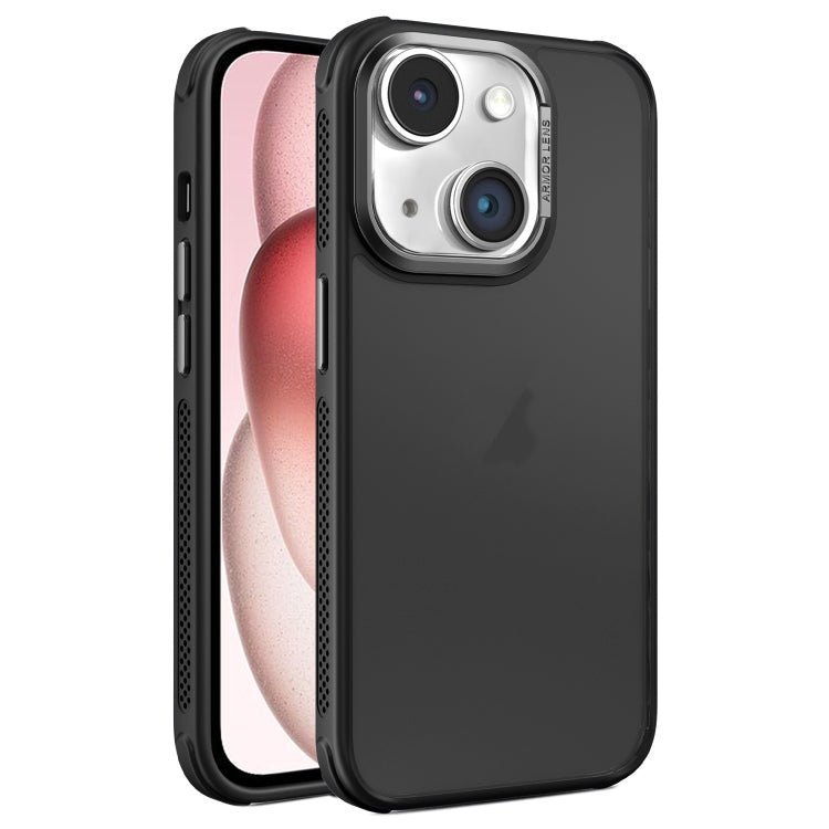 For iPhone 15 Hardware Side Cooling Skin Feel Frosted Metal Lens Frame Phone Case