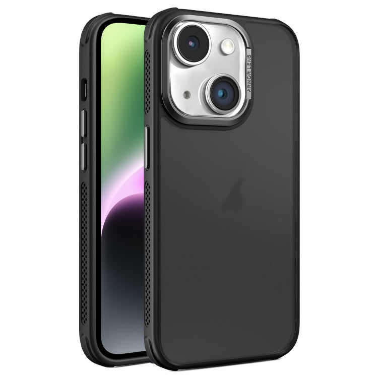For iPhone 14 Hardware Side Cooling Skin Feel Frosted Metal Lens Frame Phone Case