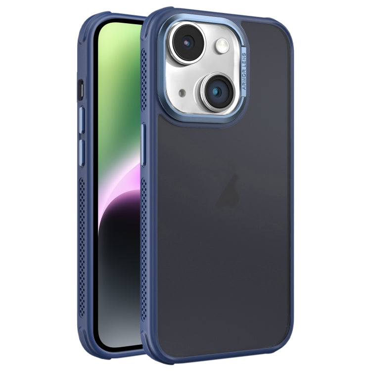 For iPhone 14 Hardware Side Cooling Skin Feel Frosted Metal Lens Frame Phone Case