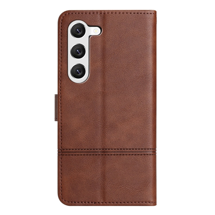 For Samsung Galaxy S25 5G Cowhide Texture Stitching Leather Phone Case
