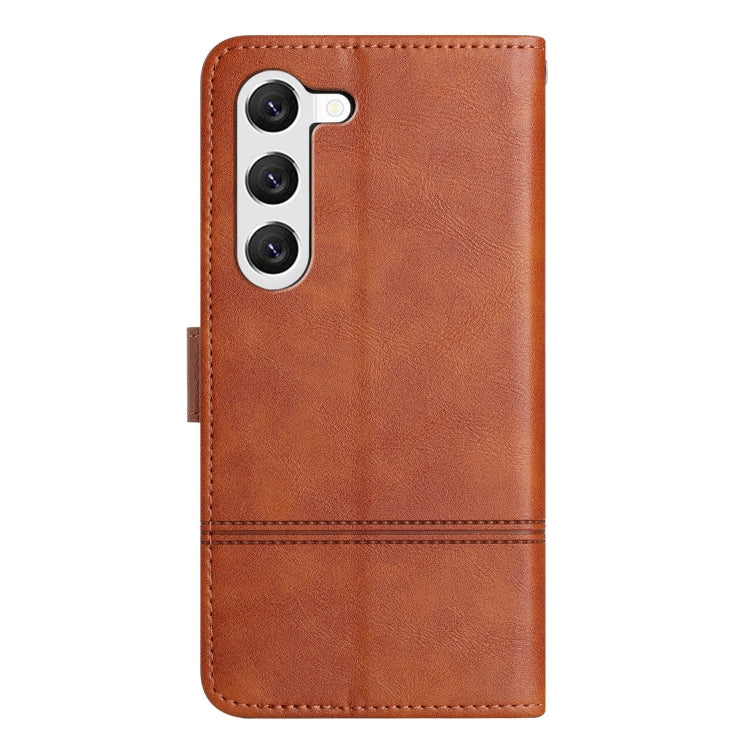 For Samsung Galaxy S25 5G Cowhide Texture Stitching Leather Phone Case