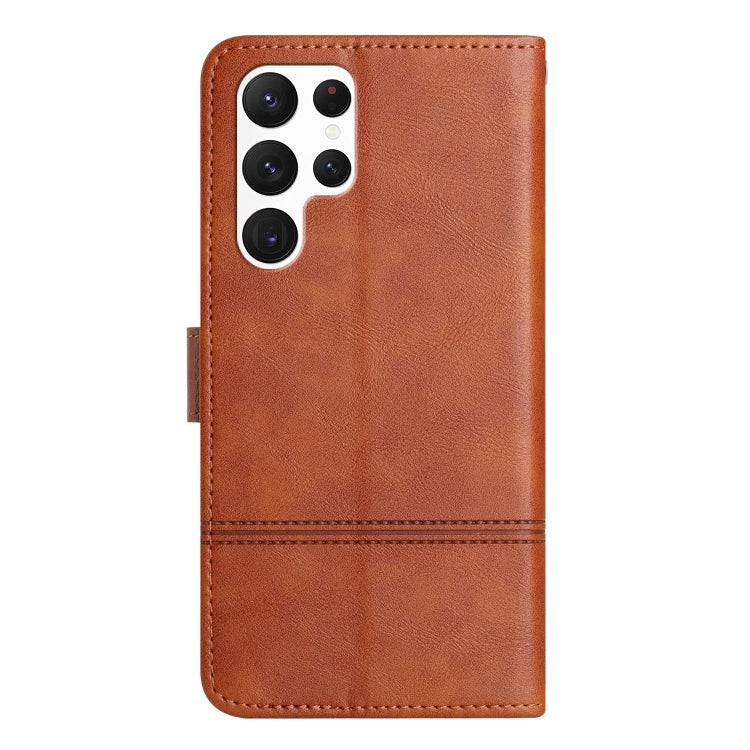For Samsung Galaxy S25 Ultra 5G Cowhide Texture Stitching Leather Phone Case