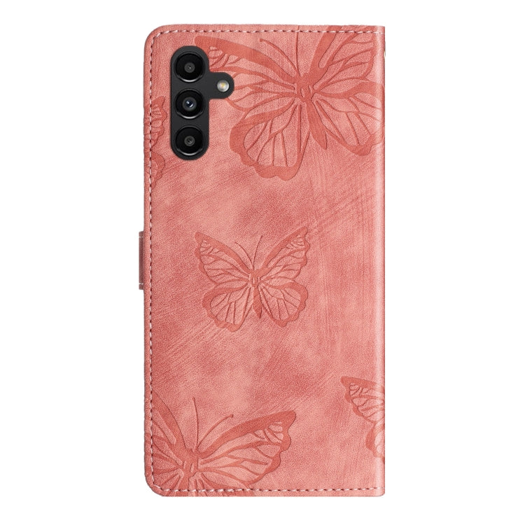 For Samsung Galaxy A36 Skin-feel Embossed Butterfly Leather Phone Case