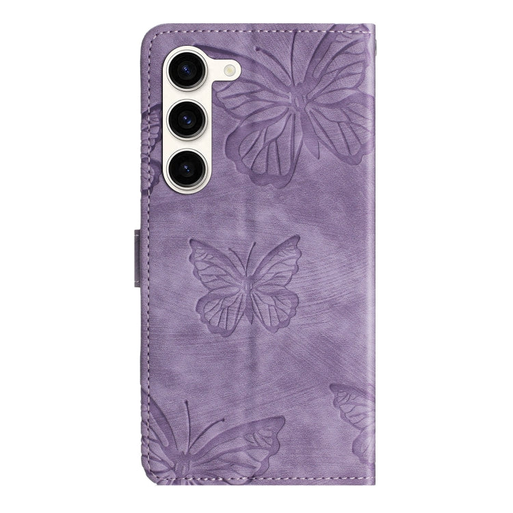 For Samsung Galaxy S25+ 5G Skin-feel Embossed Butterfly Leather Phone Case