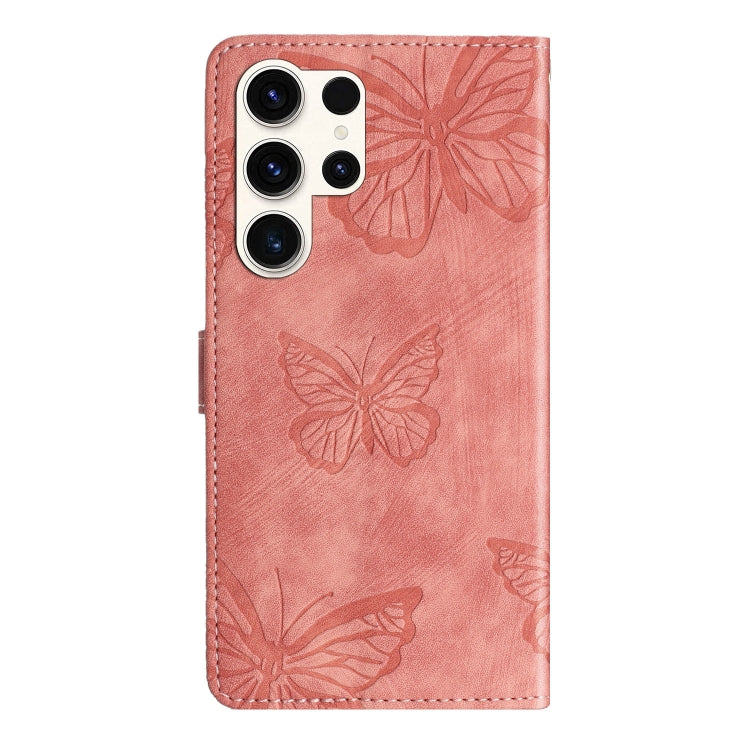 For Samsung Galaxy S25 Ultra 5G Skin-feel Embossed Butterfly Leather Phone Case