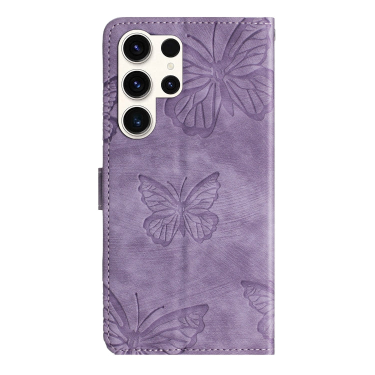 For Samsung Galaxy S25 Ultra 5G Skin-feel Embossed Butterfly Leather Phone Case