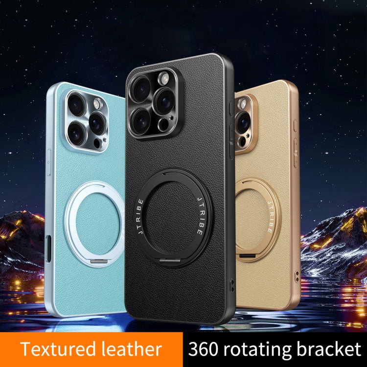 For iPhone 16 Pro Max Plain Leather MagSafe Holder Phone Case