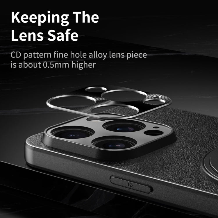 For iPhone 16 Pro Plain Leather MagSafe Holder Phone Case