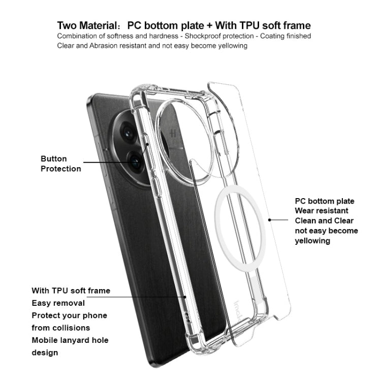 For OnePlus 13 imak Space Shield PC + TPU Airbag Shockproof MagSafe Phone Case - Transparent