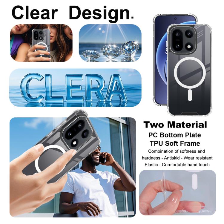 For OnePlus 15 imak Space Shield PC + TPU Airbag Shockproof MagSafe Phone Case - Transparent