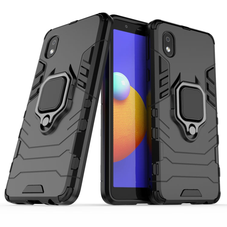 For Samsung Galaxy A01 Core Shockproof PC + TPU Protective Case with Magnetic Ring Holder(Black)